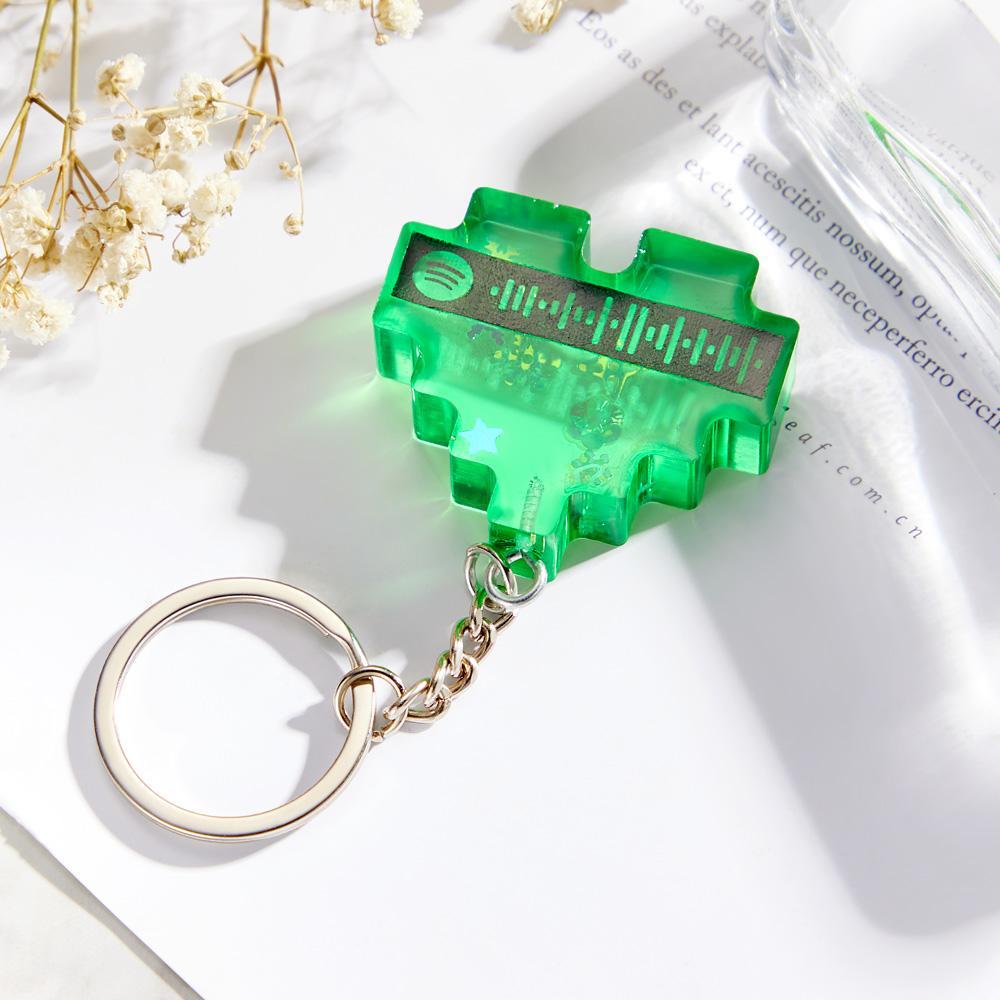 Custom Scannable Spotify Code Keychains Creative Heart Resin Gifts - soufeelus