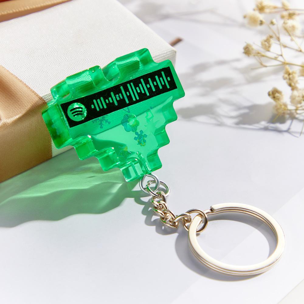 Custom Scannable Spotify Code Keychains Creative Heart Resin Gifts - soufeelus