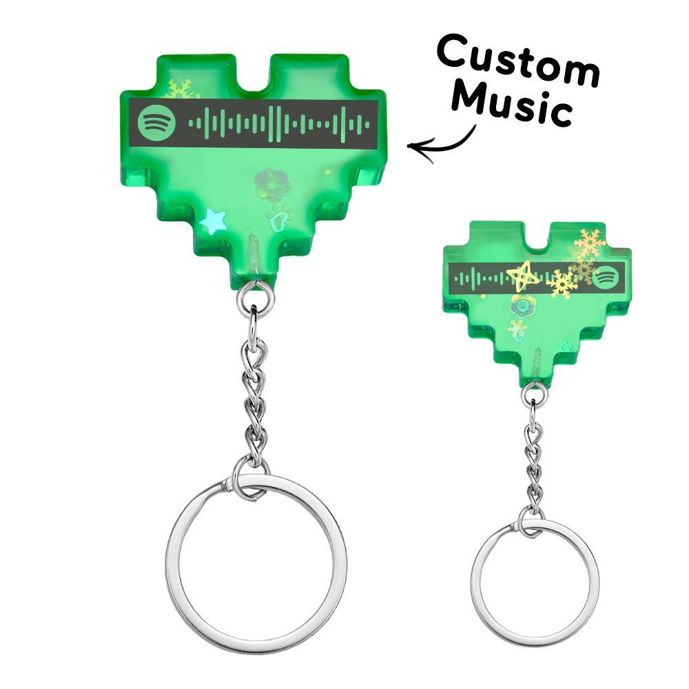 Custom Scannable Spotify Code Keychains Creative Heart Resin Gifts - soufeelus