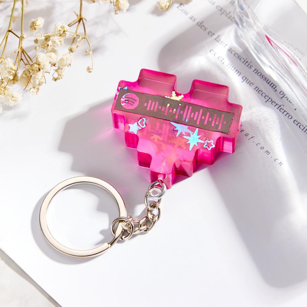 Custom Scannable Spotify Code Keychains Creative Heart Resin Gifts - soufeelus