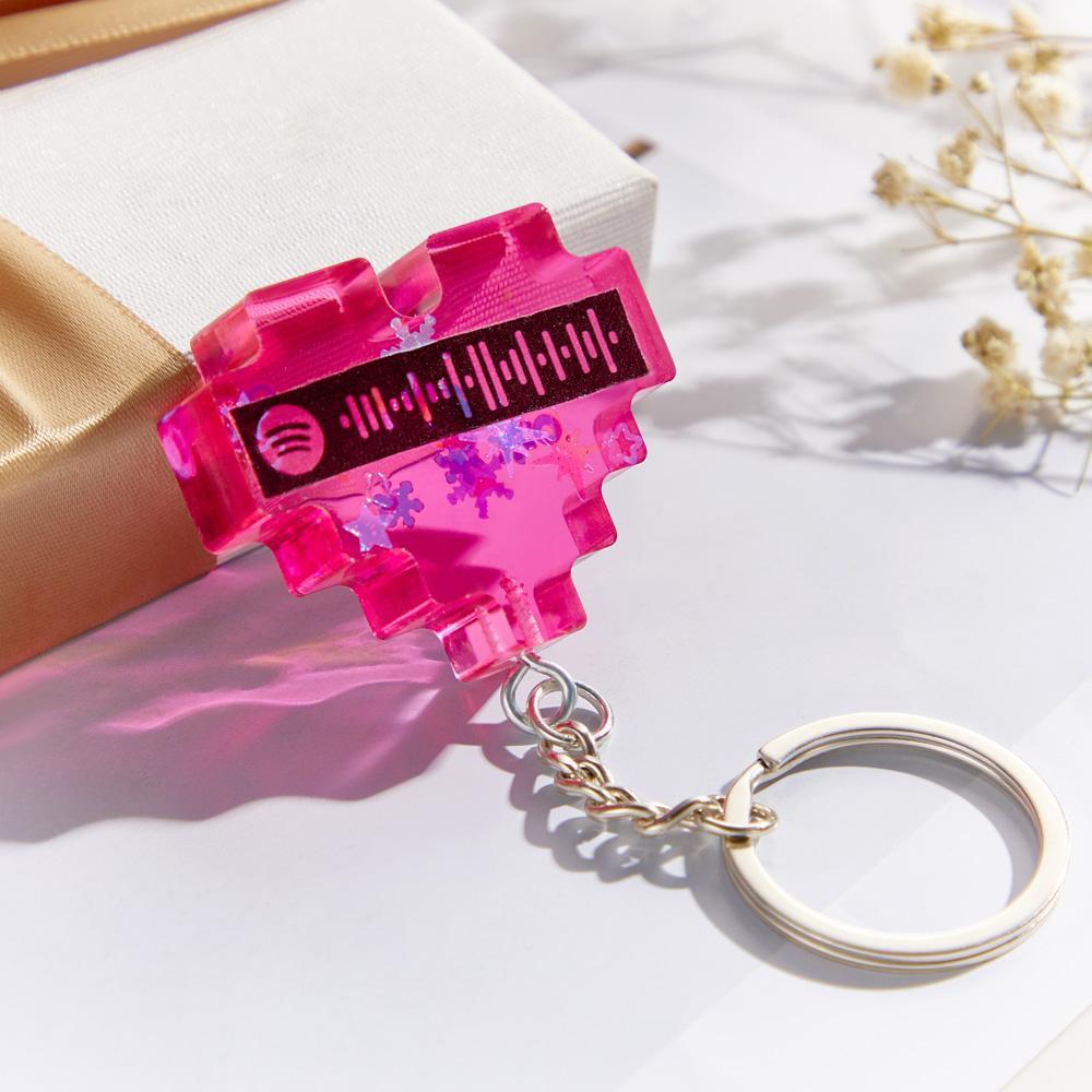 Custom Scannable Spotify Code Keychains Creative Heart Resin Gifts - soufeelus
