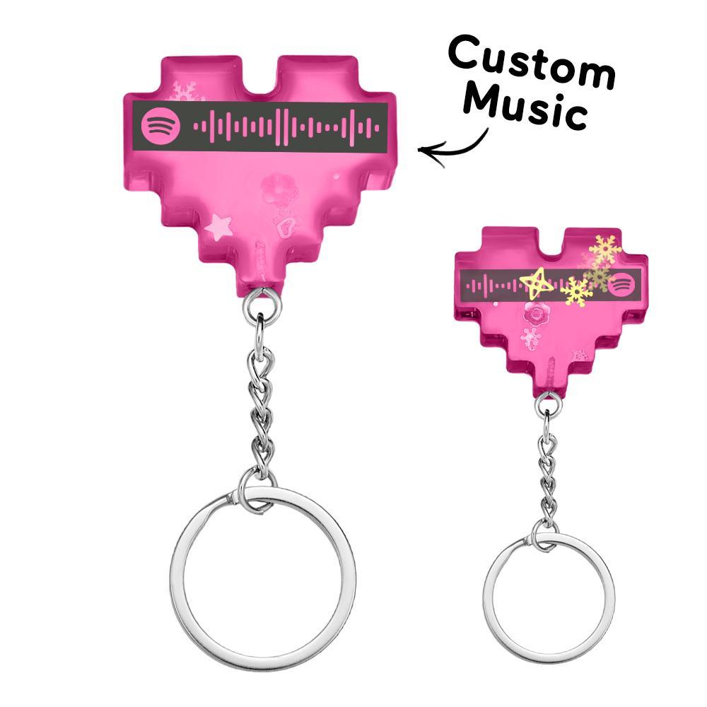 Custom Scannable Spotify Code Keychains Creative Heart Resin Gifts - soufeelus