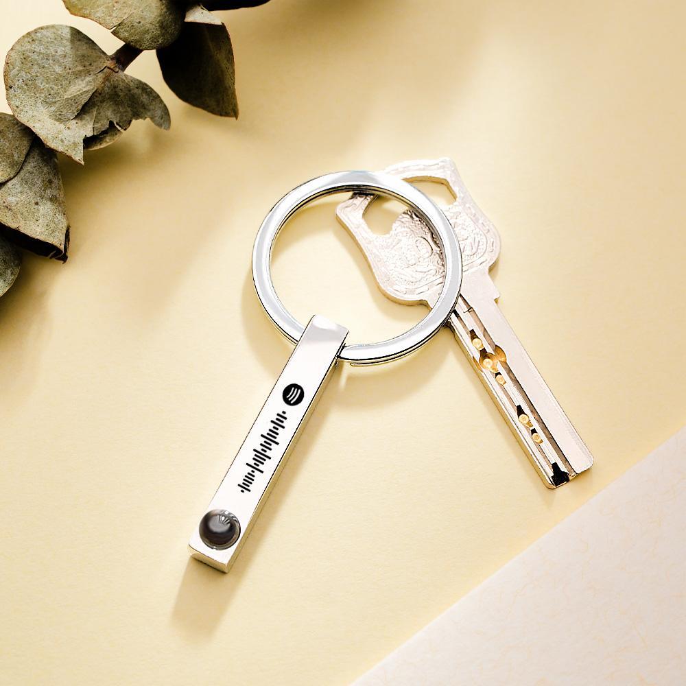 Personalized Photo Projection Keychain Custom Scannable Spotify Code Keychain Memorial Song Gift - soufeelus