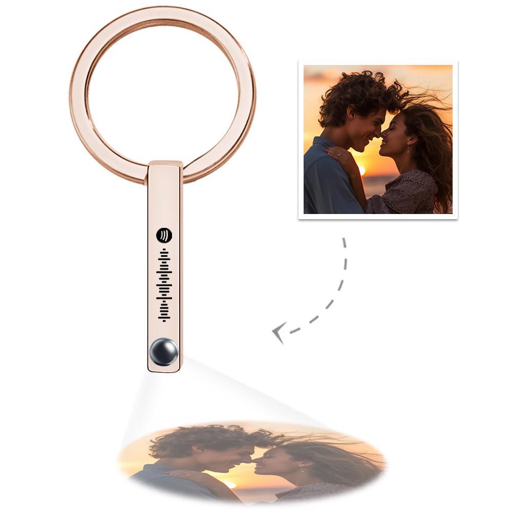 Personalized Photo Projection Keychain Custom Scannable Spotify Code Keychain Memorial Song Gift - soufeelus