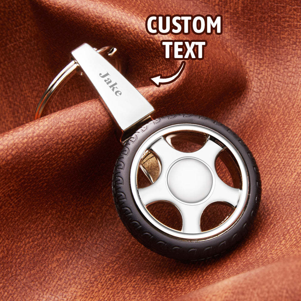 Custom Name Spinning Tire Keychain Gifts for Him - soufeelus