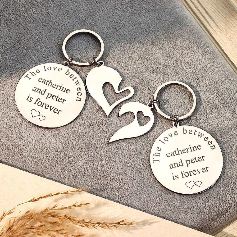 Engravable Keychain Set Custom Photo The Love Between Theme Gifts For Couples - soufeelus