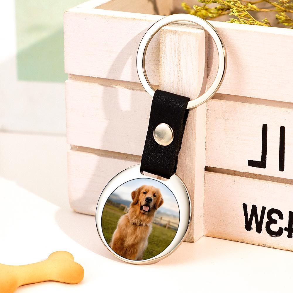 Custom Photo Keychain With Text Vintage Leather Keychain For Pet Lovers - soufeelus