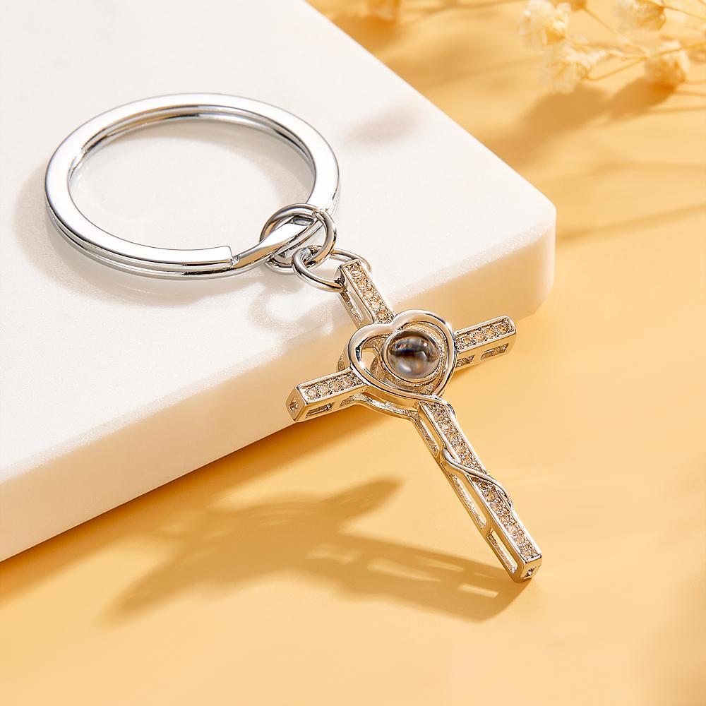 Custom Projection Keychain Love Cross Creative Gift - soufeelus