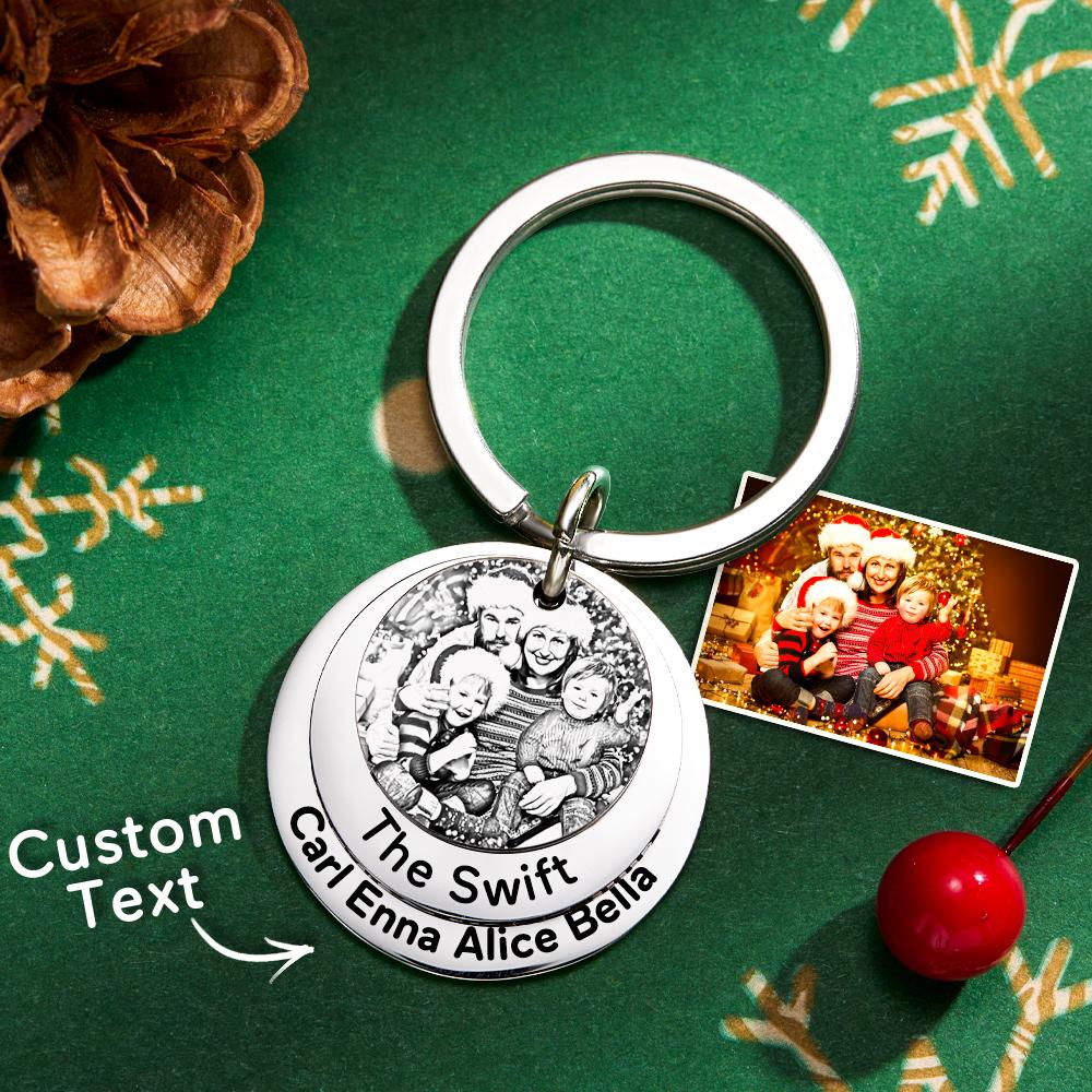 Custom Family Photo Keychain With Name Personalized Christmas Gift - soufeelus