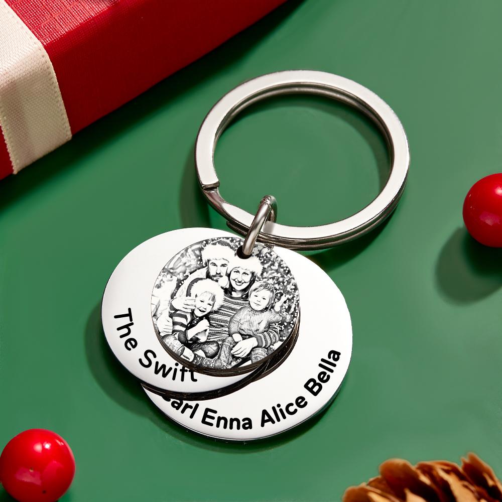 Custom Family Photo Keychain With Name Personalized Christmas Gift - soufeelus