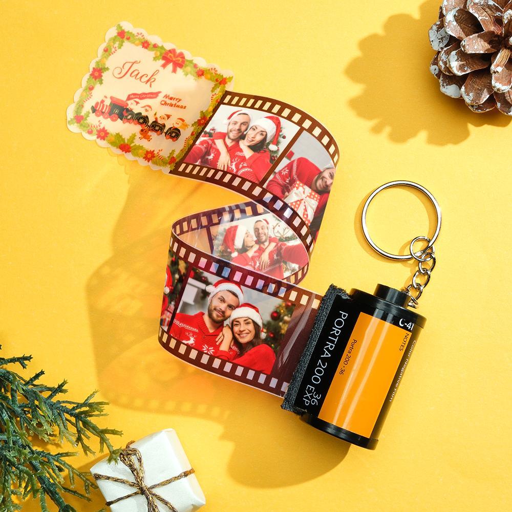 Custom Photo Engraved Film Keychain Funny Christmas Gift - soufeelus