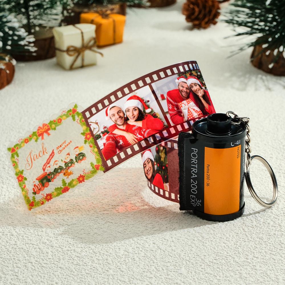 Custom Photo Engraved Film Keychain Funny Christmas Gift detail