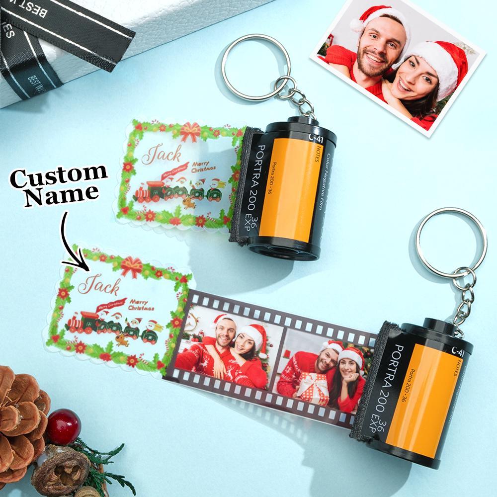 Custom Photo Engraved Film Keychain Funny Christmas Gift - soufeelus