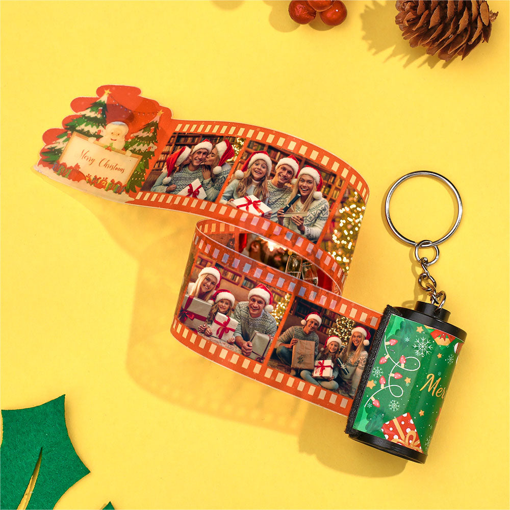 Custom Photo Film Keychain Merry Chrismas Gift for Couple - soufeelus