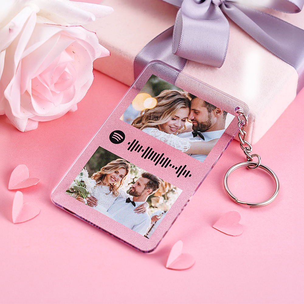 Customized Scannable Spotify Code Plaque Keychain Music and Photo Song Keychain Christmas Gifts For Couple - soufeelus