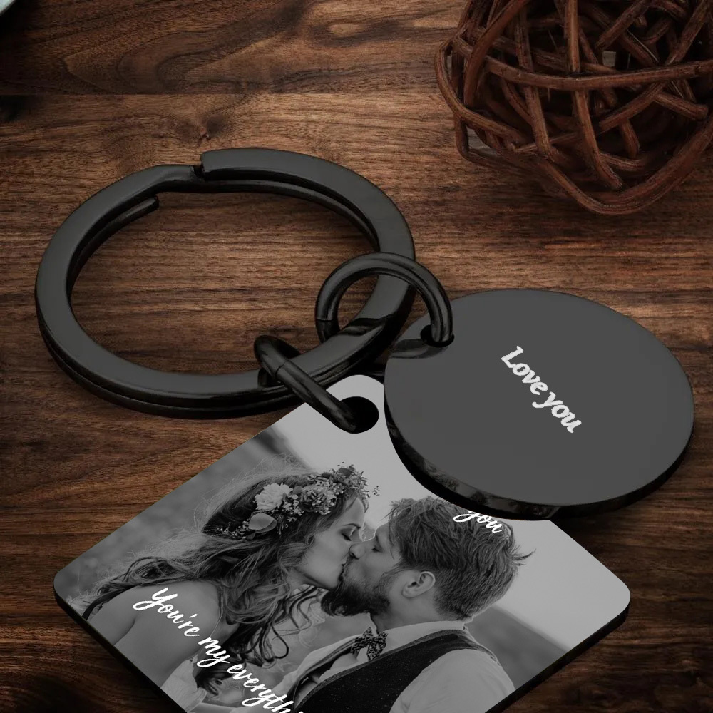 Custom Calendar Keychain Photo Engraved Keyring Anniversary gift - soufeelus