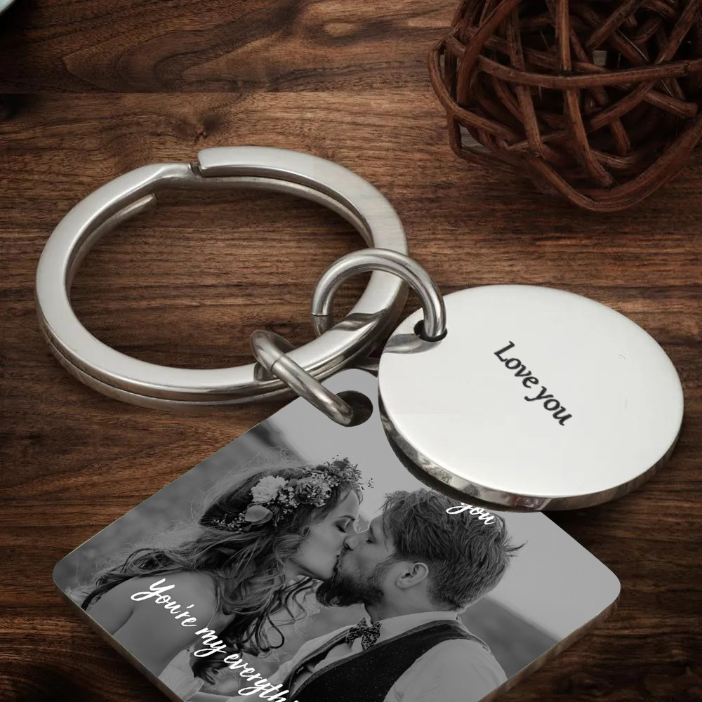 Custom Calendar Keychain Photo Engraved Keyring Anniversary gift - soufeelus