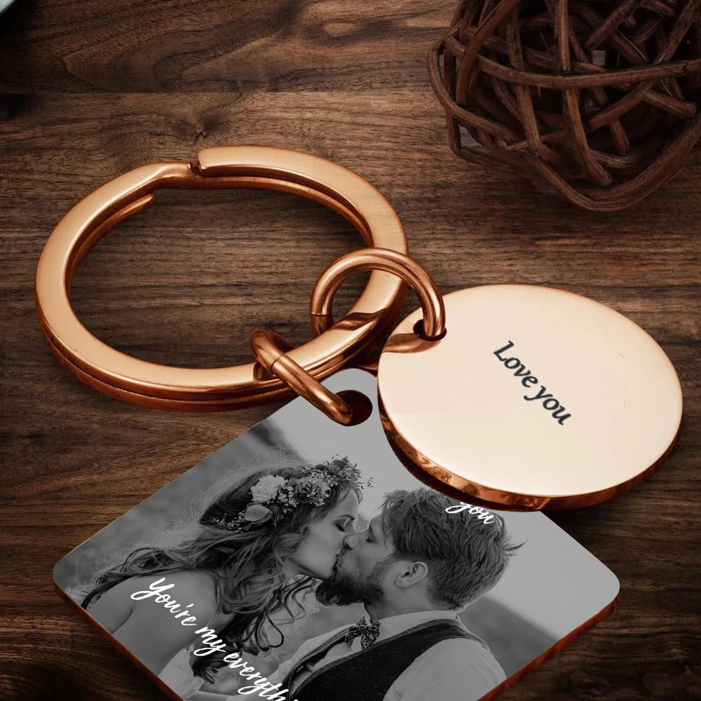 Custom Calendar Keychain Photo Engraved Keyring Anniversary gift - soufeelus