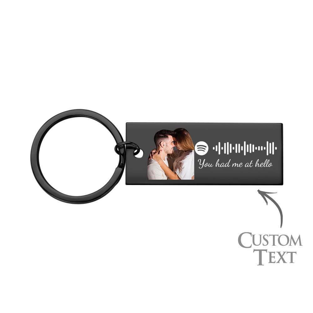 Custom Photo Engraved Spotify Music Keychain Stainless Steel Scannable Code Best Gifts For Couples - soufeelus