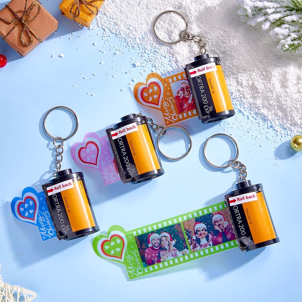 Custom Photo Film Roll Keychain Colorful Heart Decor Camera Keychain Christmas Day Gift - soufeelus