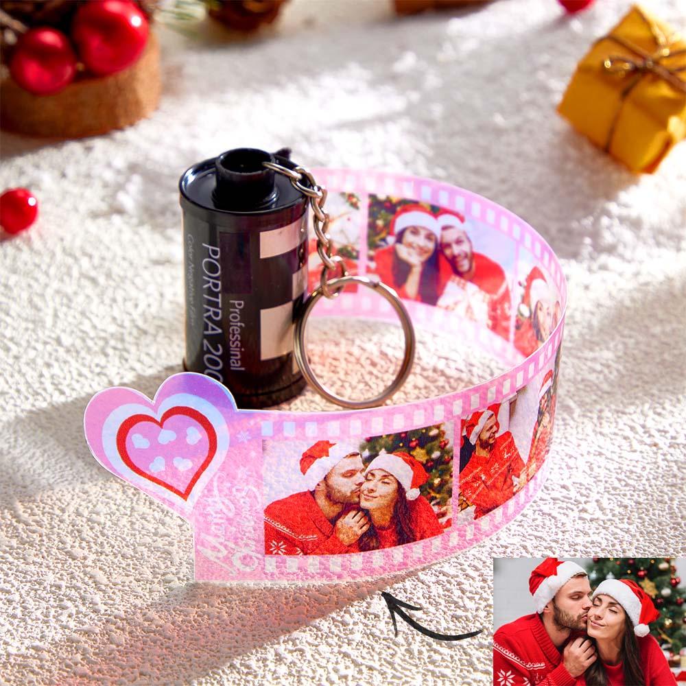 Custom Photo Film Roll Keychain Colorful Heart Decor Camera Keychain Christmas Day Gift - soufeelus