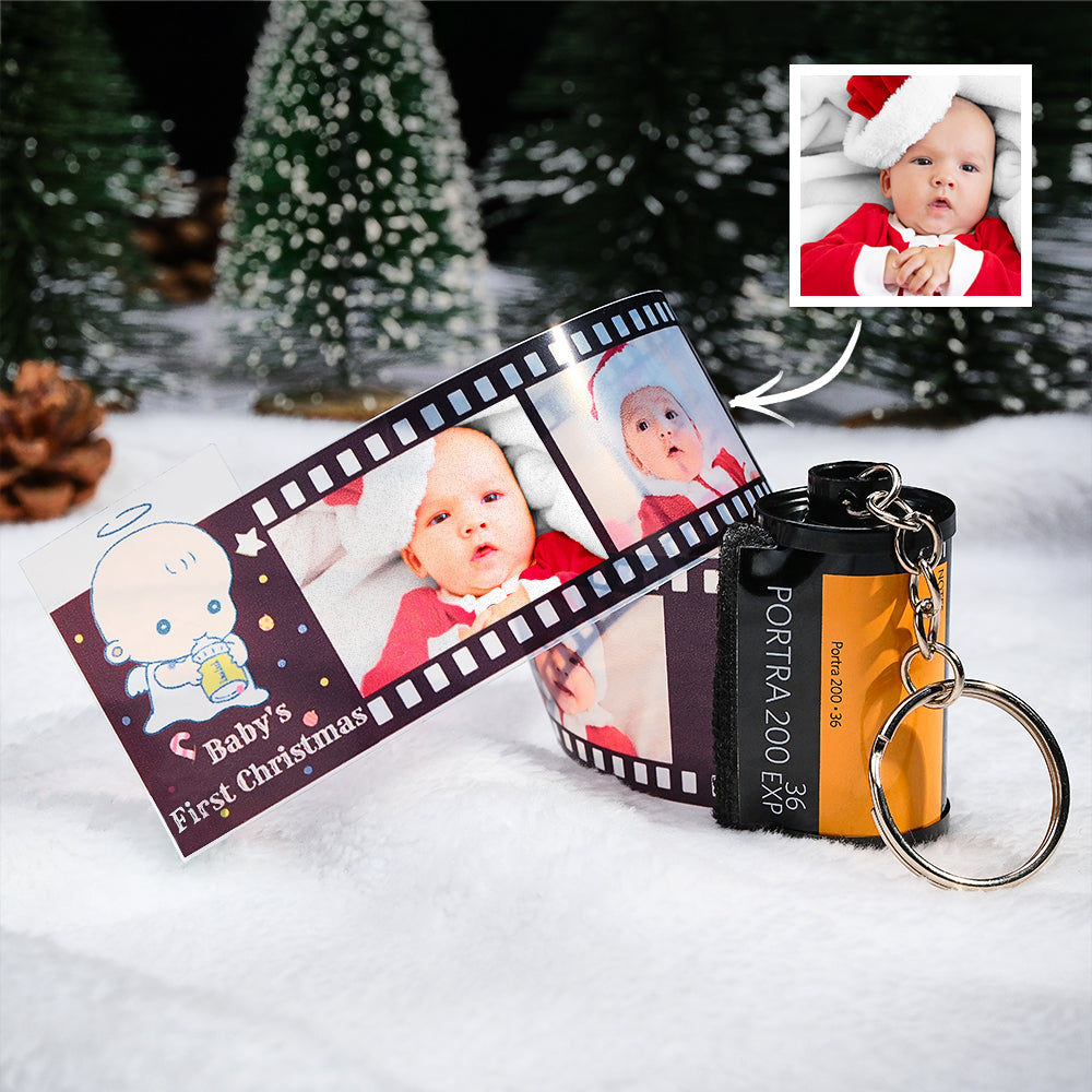 Custom Photo Film Roll Keychain Baby Birthday Theme Camera Keychain Christmas Day Gift - soufeelus