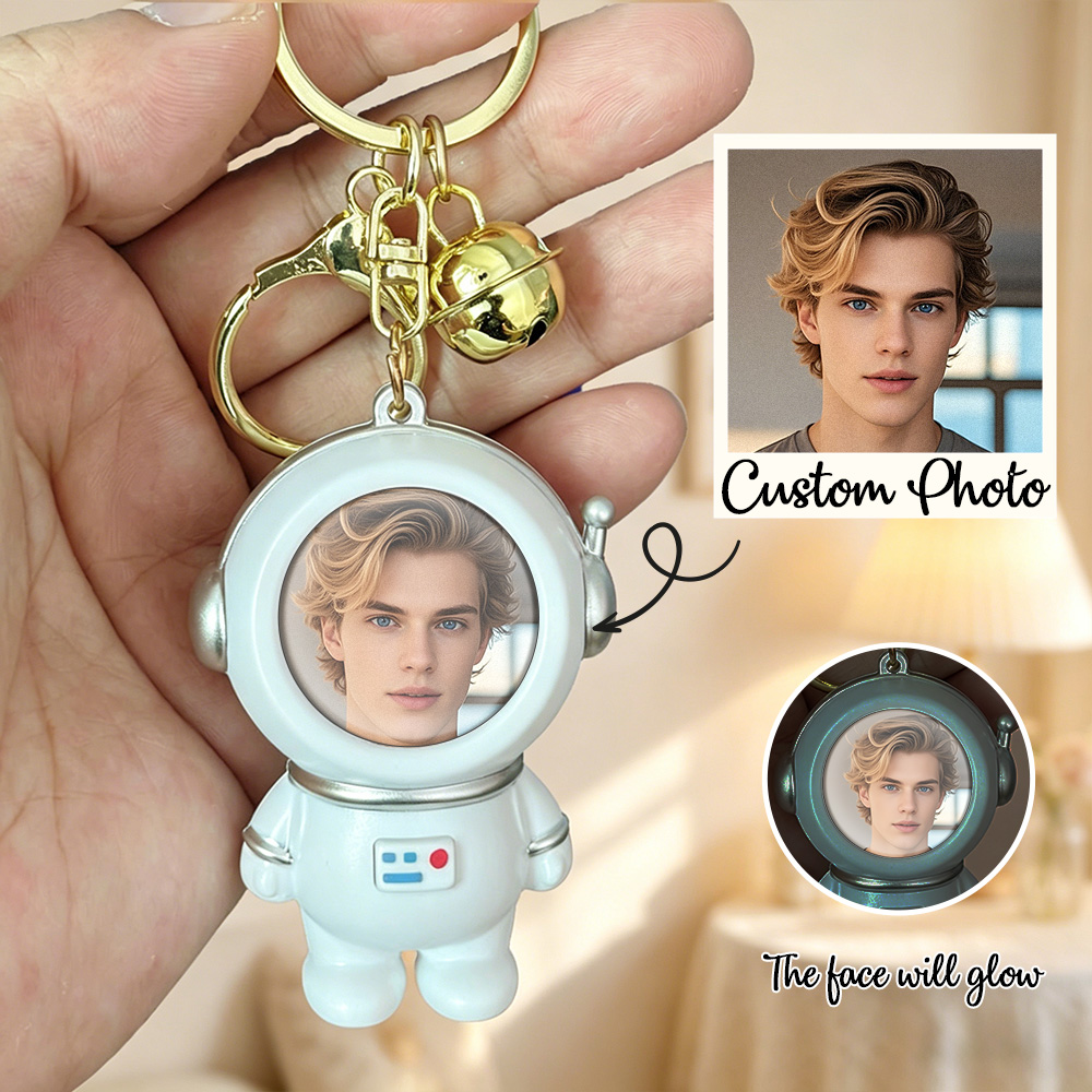 Custom Photo Doll Keychain With Light And Sound Effects Portrait Astronaut Pendant - soufeelus
