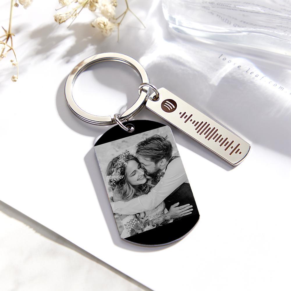 Personalized Spotify Calendar Keychain Custom Picture & Music Song Code Couples Photo Keyring Gifts for Valentine's Day - soufeelus