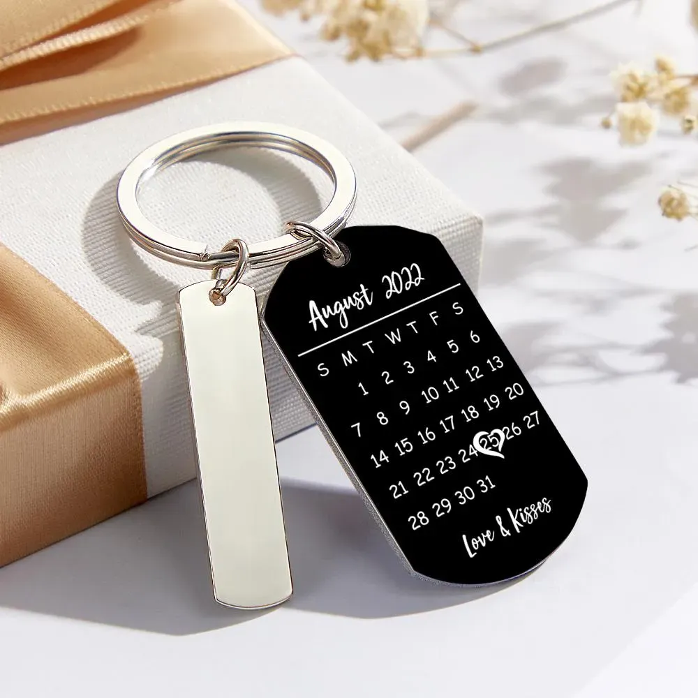 Personalized Music Calendar Keychain Custom Picture & Music Song Code Couples Photo Keyring Gifts for Valentine's Day - soufeelus