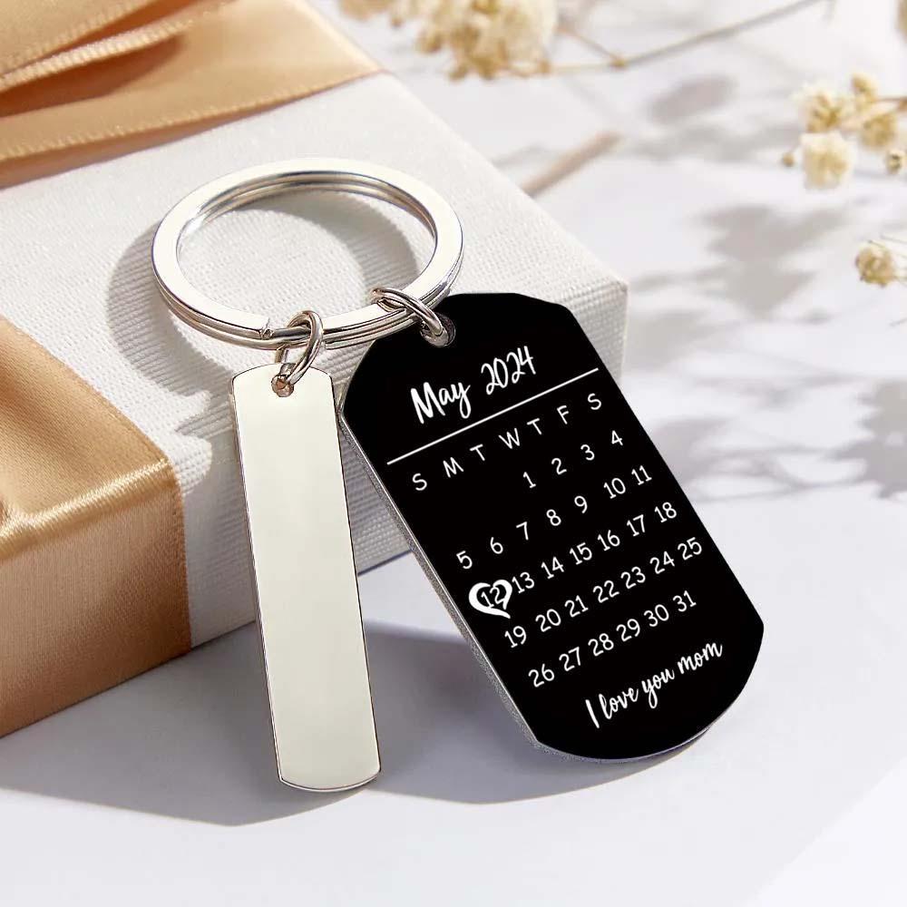 Personalized Spotify Calendar Keychain Custom Picture & Music Song Code Couples Photo Keyring Gift for Mother - soufeelus