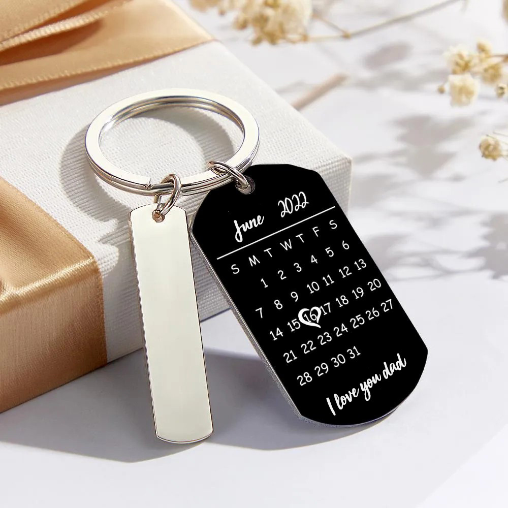Personalized Spotify Calendar Keychain Custom Picture & Music Song Code Couples Photo Keyring Gift for Father - soufeelus