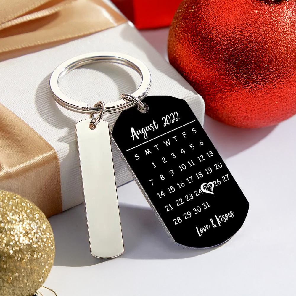 Personalized Spotify Calendar Keychain Custom Picture & Music Song Code Couples Photo Keyring Christmas Gifts - soufeelus