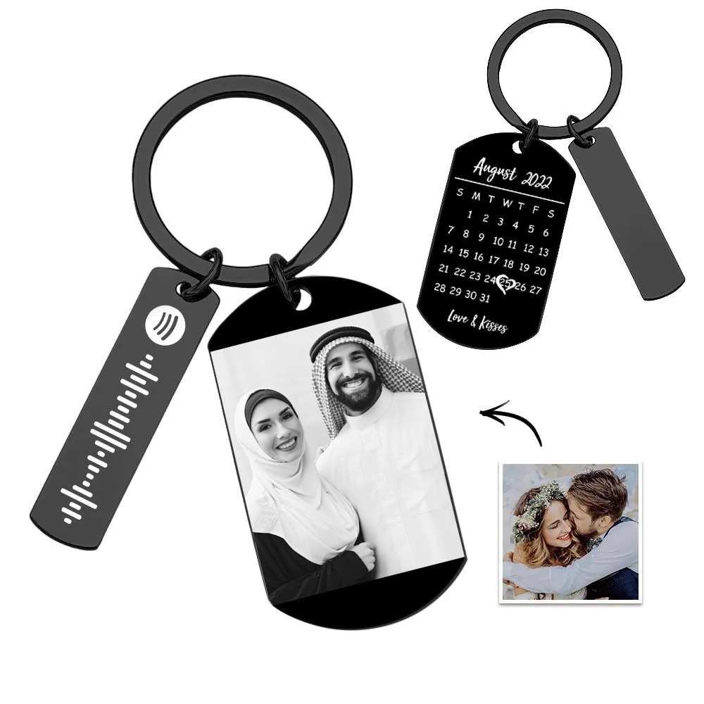 شخصية سبوتيفي التقويم المفاتيح صورة مخصصة والموسيقى رمز الأغنية الأزواج صور كيرينغ هدايا لعيد الحب