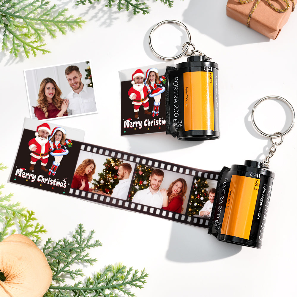 Custom Face Film Roll Keychain Memorial Camera Keychain Christmas Day Gift For Couples - soufeelus