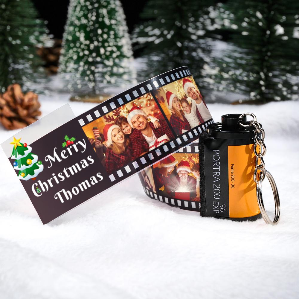 Custom Photo Film Roll Keychain Christmas Tree Pattern Camera Keychain Christmas Day Gift - soufeelus