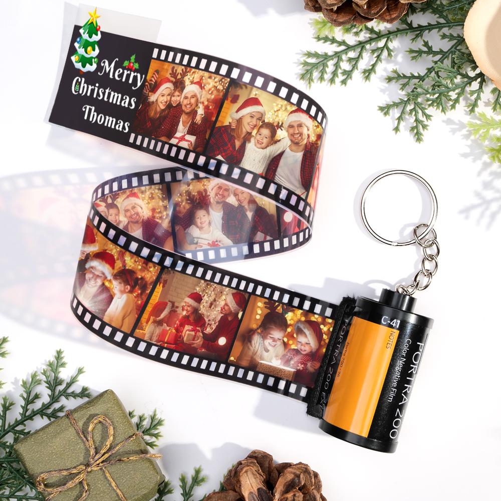 Custom Photo Film Roll Keychain Christmas Tree Pattern Camera Keychain Christmas Day Gift detail