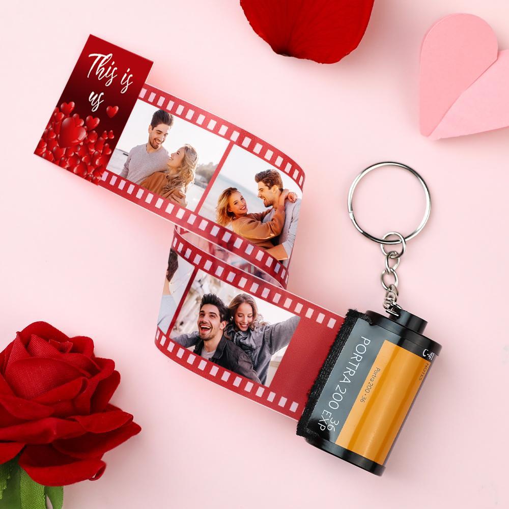 Custom Photo Film Roll Keychain This Is Us Theme Love Heart Camera Keychain Valentine's Day Gift - soufeelus