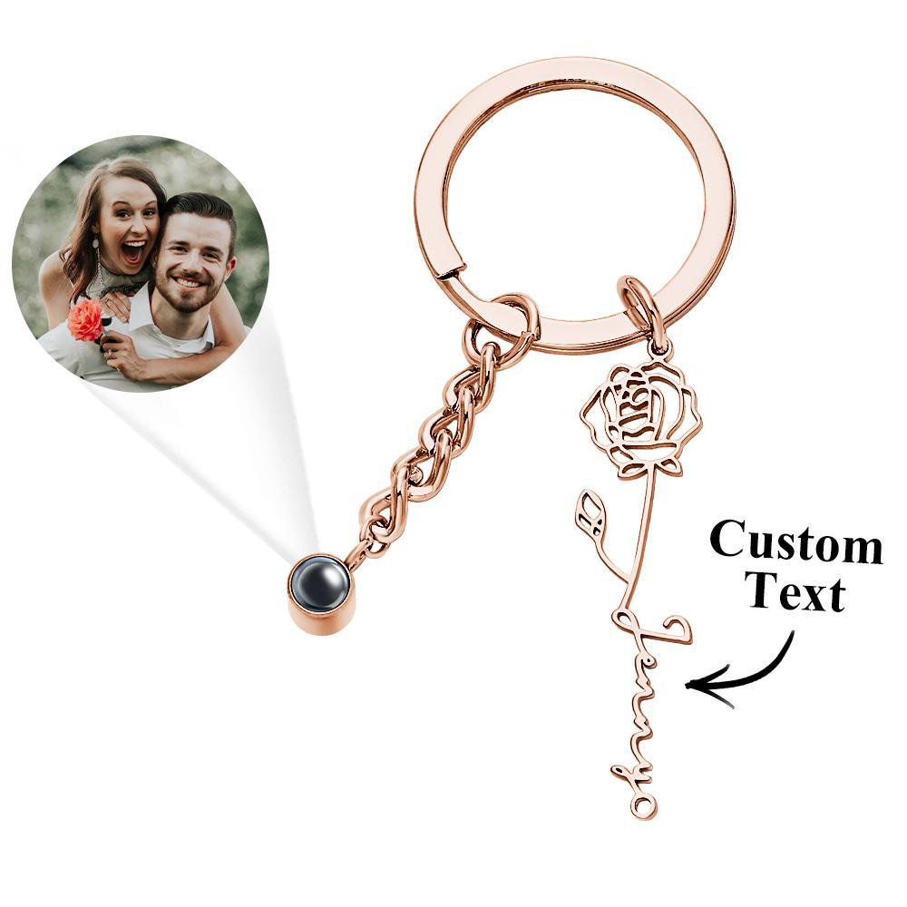 Custom Projection Keychain Birthday Flower Romantic Gift - soufeelus