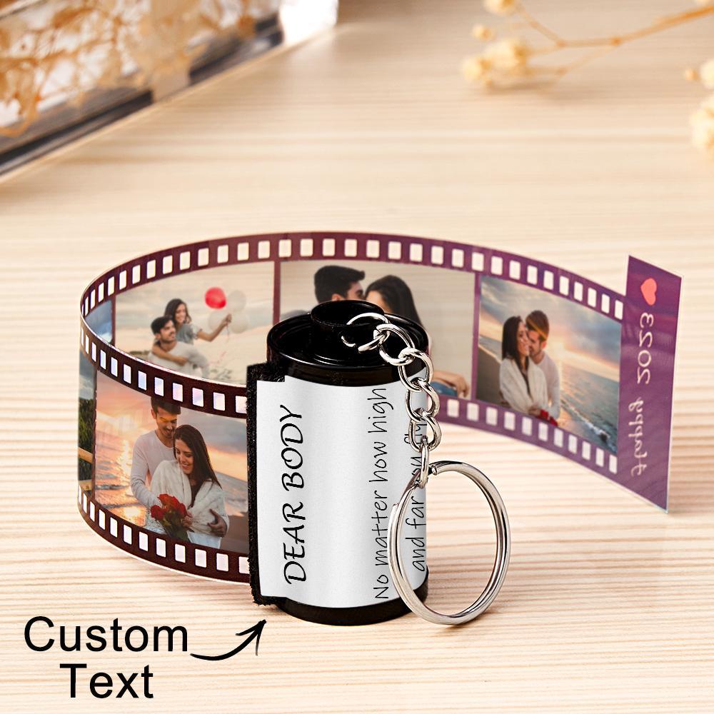 Custom Text Colorful Roll Film Keychain Camera Keychain Meaningful Gifts For Couples - soufeelus