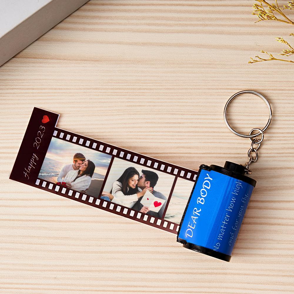 Custom Text Colorful Roll Film Keychain Camera Keychain Meaningful Gifts For Couples - soufeelus