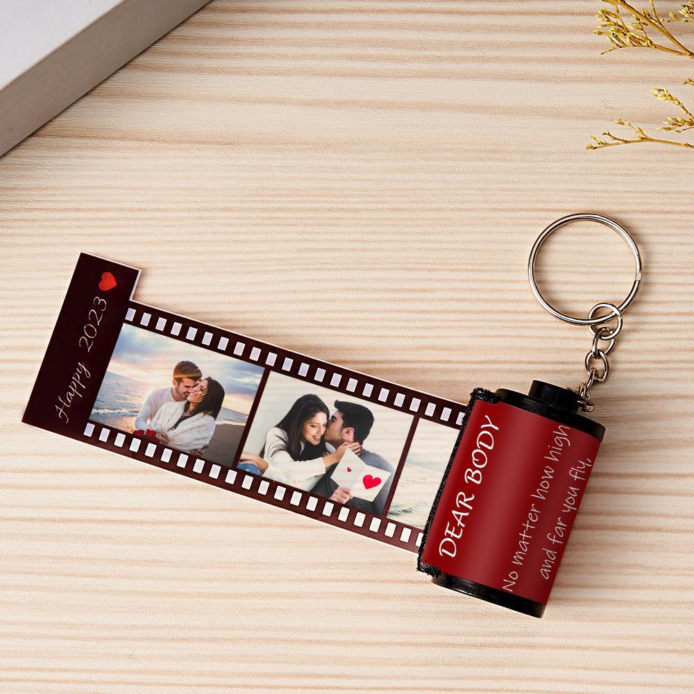 Custom Text Colorful Roll Film Keychain Camera Keychain Meaningful Gifts For Couples - soufeelus