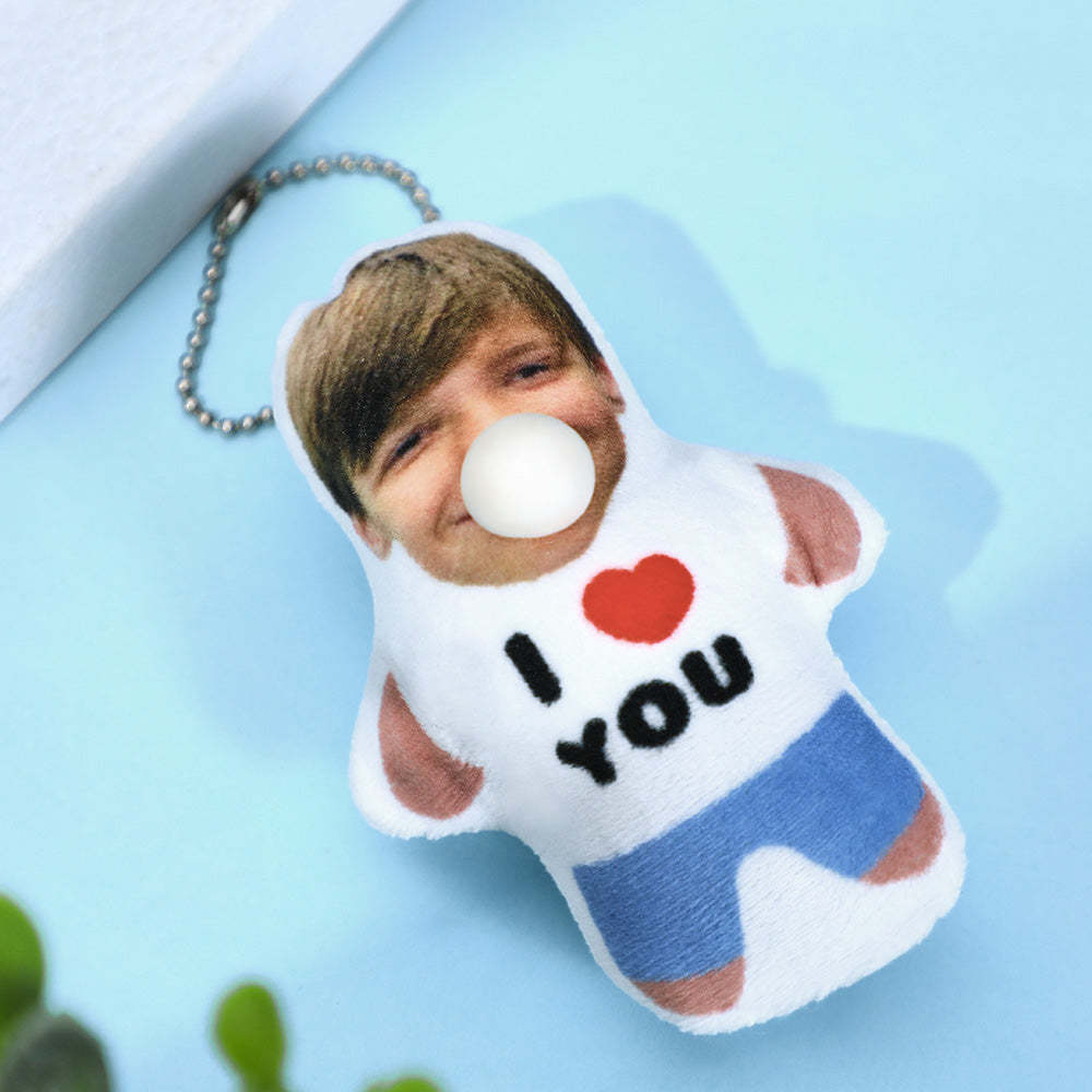 Custom MINIME Pillow Keychain with Bubble Squeeze Pocket Hug Valentine's Gifts - soufeelus