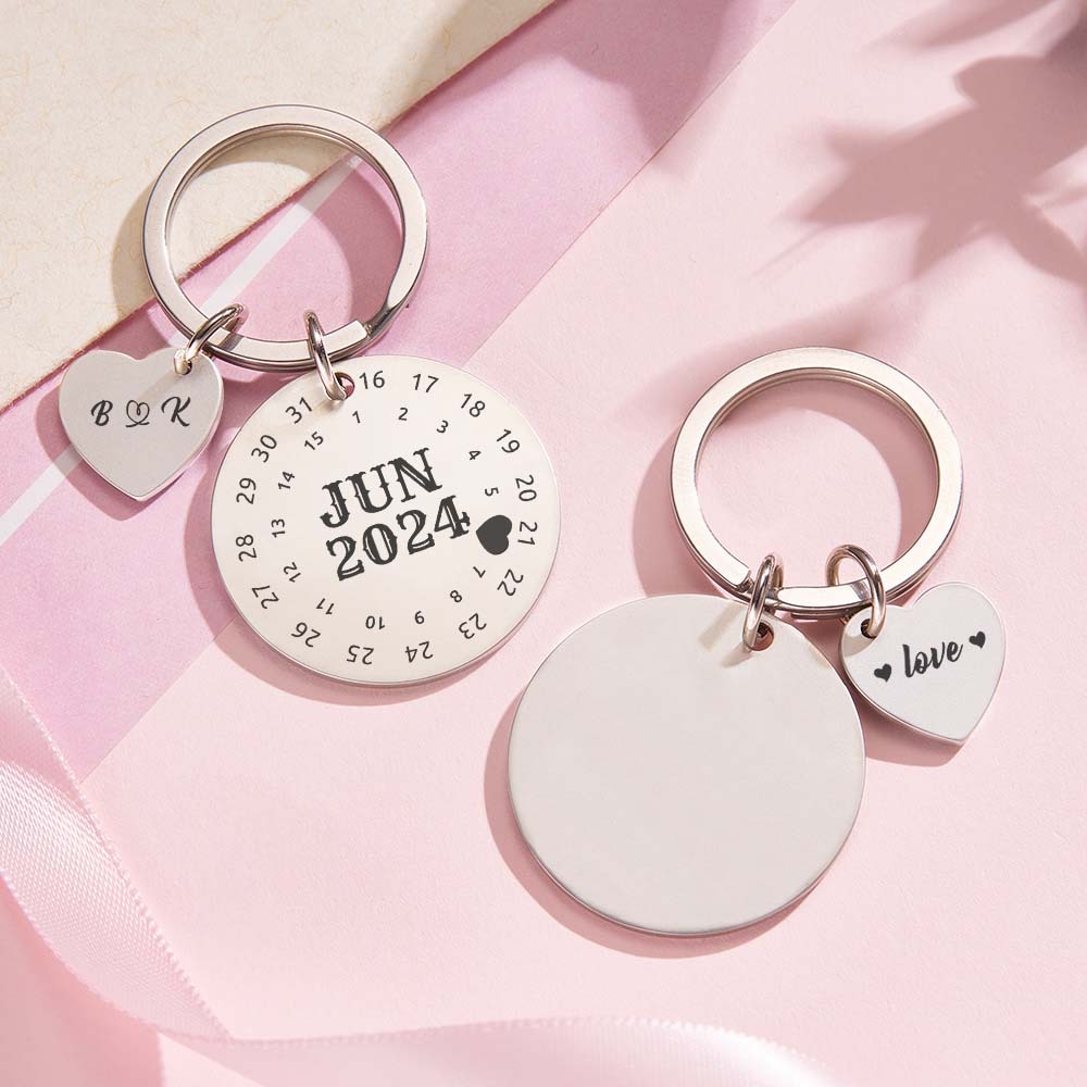 Personalized Calendar Keychain Significant Date Marker Valentine's Day Gifts For Couples - soufeelus