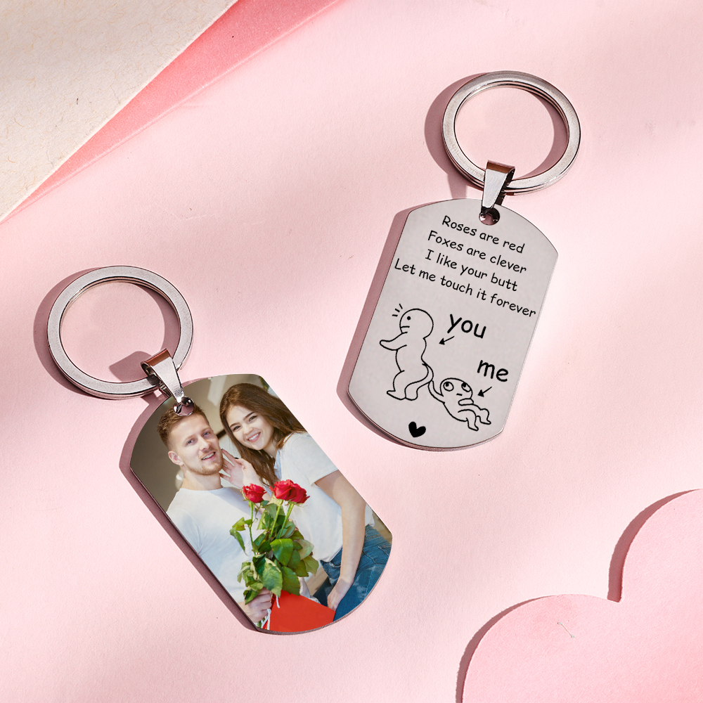 Personalized Valentine's Day Gift for Boyfriend, Funny Keychain, Custom Photo Keychain, Custom Name Keychain, Valentine's Day Gifts - soufeelus