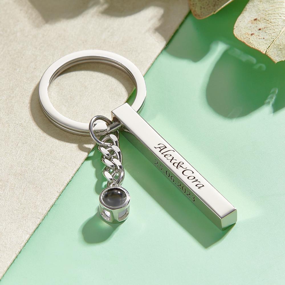 Custom Engraved Projection Keychain Simple Strip Gift - soufeelus