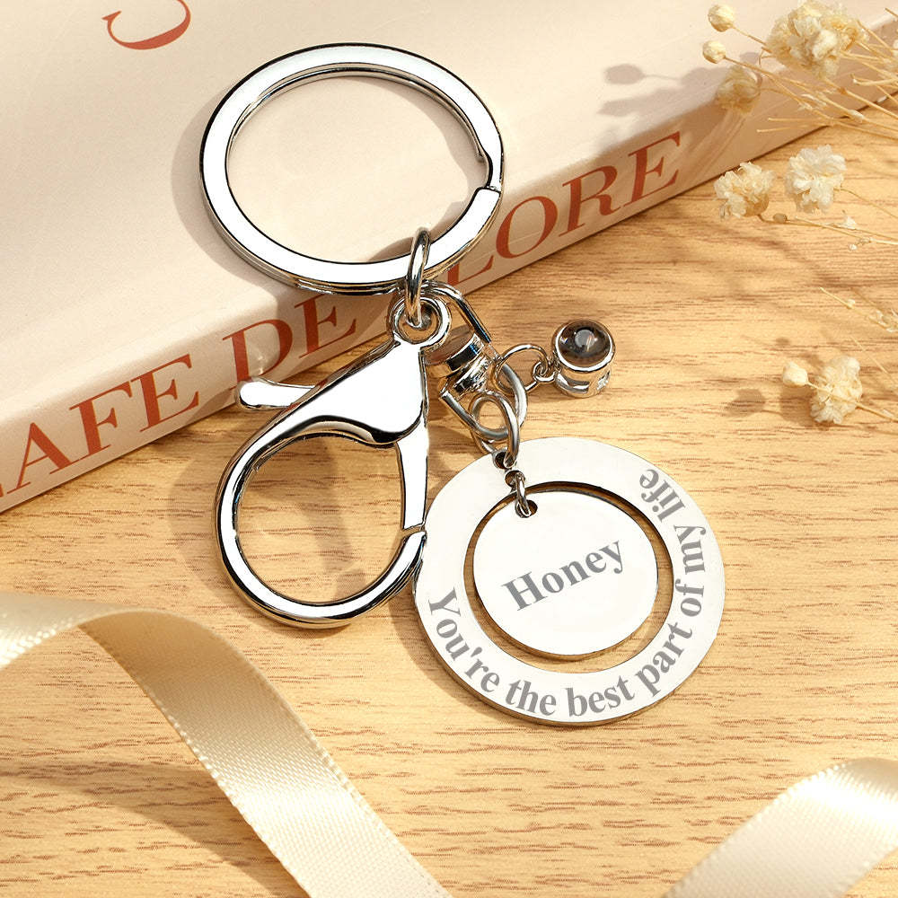 Custom keychain Personalized Projection Photo Keychain Anniversary Gift - soufeelus