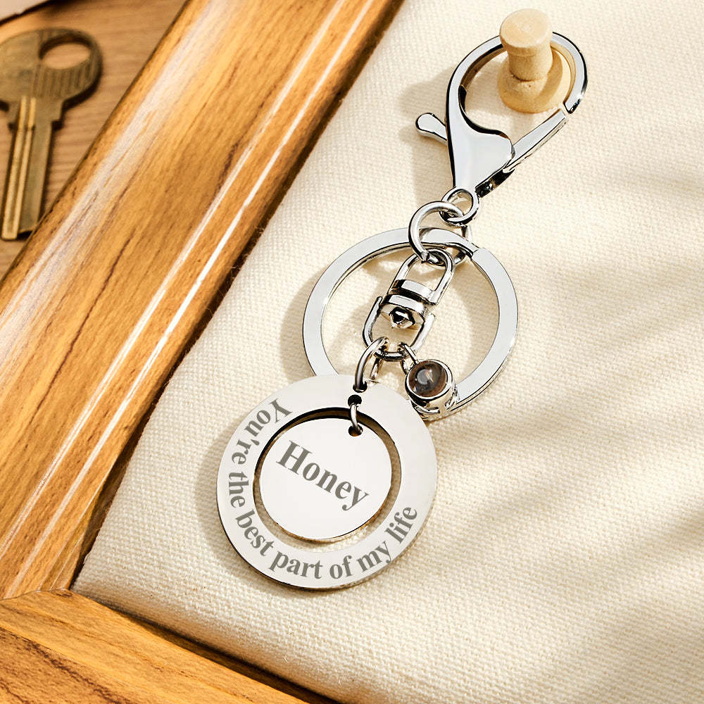 Custom keychain Personalized Projection Photo Keychain Anniversary Gift - soufeelus