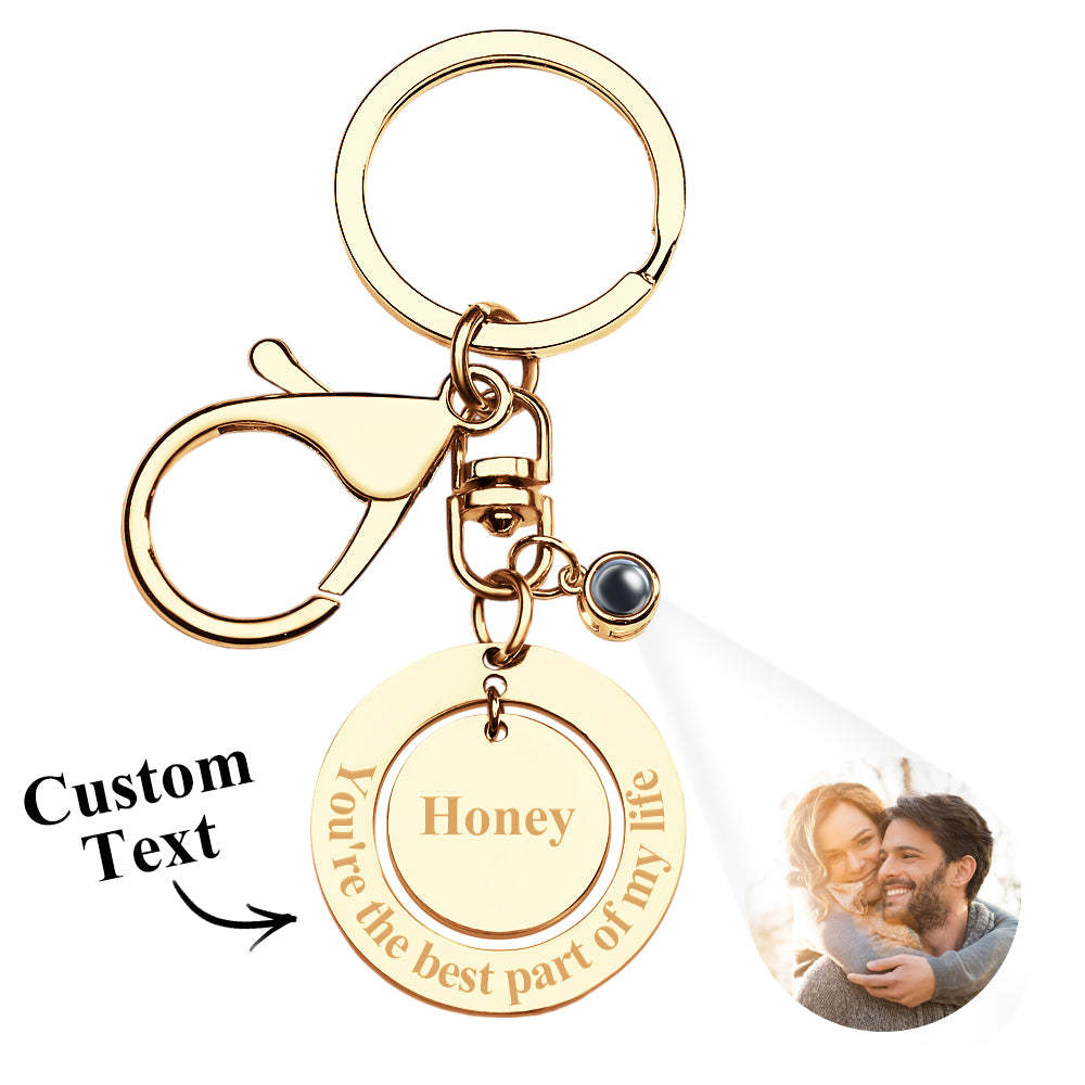 Custom keychain Personalized Projection Photo Keychain Anniversary Gift - soufeelus