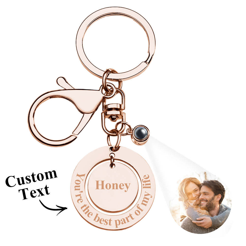 Custom keychain Personalized Projection Photo Keychain Anniversary Gift - soufeelus