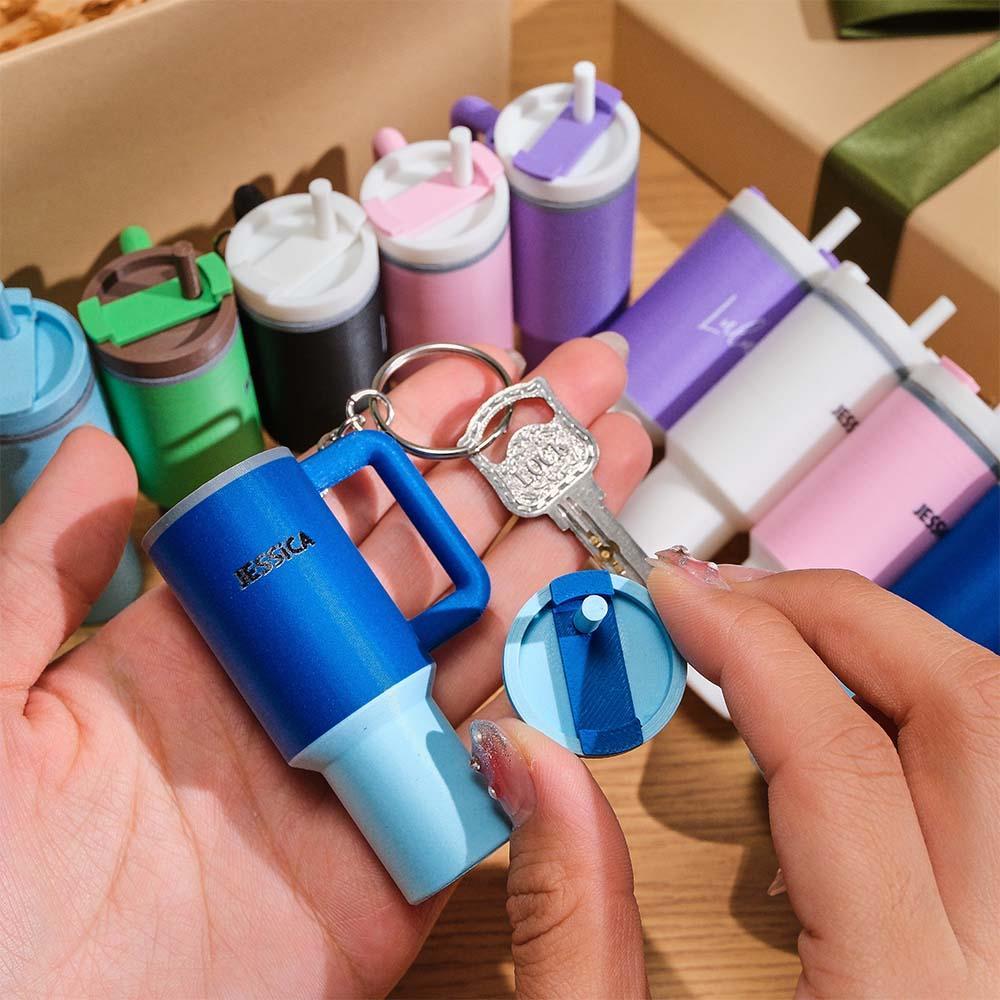 Miniature Tumbler Keychains with Custom Name Portable Pill Box - soufeelus